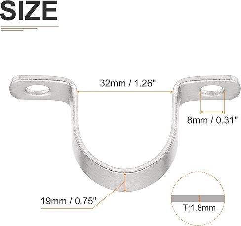 19mm(W) Two Hole Strap - 2Pack - Good for Industrial 25mm Dia Pipe Fixing - 304 Stainless Steel Rigid Pipe Strap Clamp - Silver Tone in Saudi Arabia