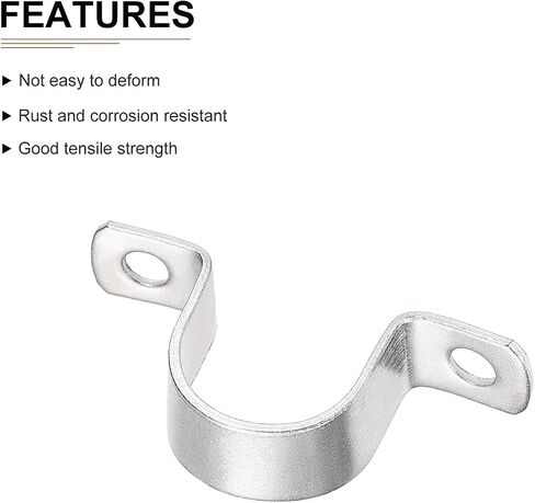 19mm(W) Two Hole Strap - 2Pack - Good for Industrial 25mm Dia Pipe Fixing - 304 Stainless Steel Rigid Pipe Strap Clamp - Silver Tone in Saudi Arabia