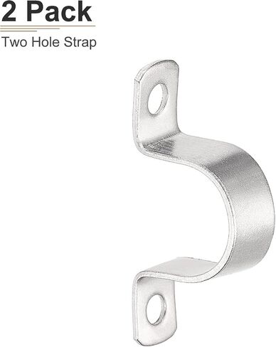 19mm(W) Two Hole Strap - 2Pack - Good for Industrial 25mm Dia Pipe Fixing - 304 Stainless Steel Rigid Pipe Strap Clamp - Silver Tone in Saudi Arabia