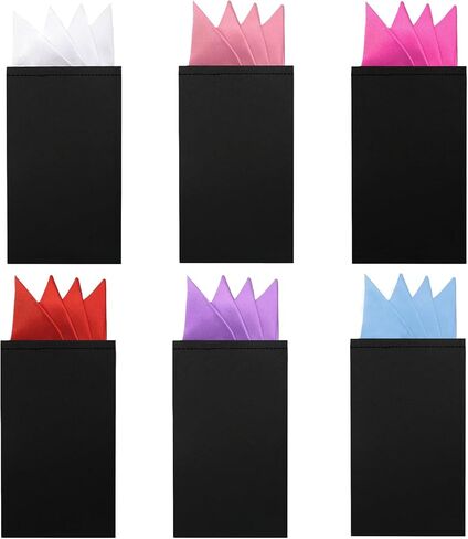 6/8 PCS مربعات جيب مسبقة للرجال ، منديل ألوان صلبة على بطاقة جيب مربع لبدلة حفل زفاف يوميًا in Kuwait