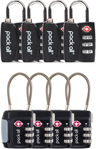 pack all Travel Accessories Bundle | Cable Luggage Locks(4 Pack) & TSA Luggage Lock(4 Pack) in Saudi Arabia