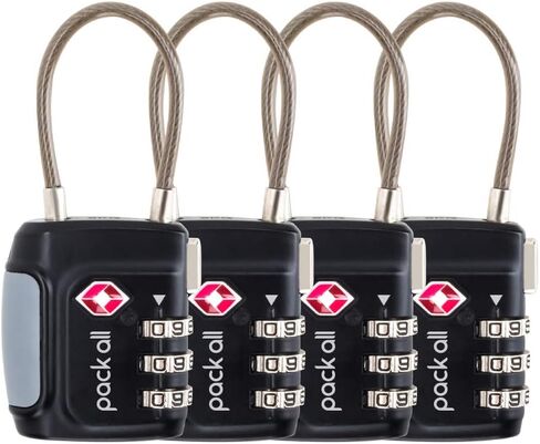 pack all Travel Accessories Bundle | Cable Luggage Locks(4 Pack) & TSA Luggage Lock(4 Pack) in Saudi Arabia