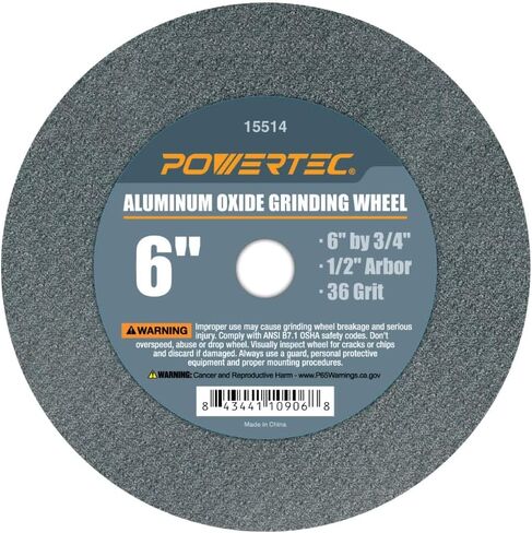 POWERTEC Bench Grinder Wheel 6 Inch White 36/80/150 Grit, Aluminum Oxide Grinding Wheel for Bench & Pedestal Grinder, 3/4" Thick 1/2" Arbor, Sharpening & Shaping Drill Bits, Blade, Chisel, 3PK (15529) in Saudi Arabia