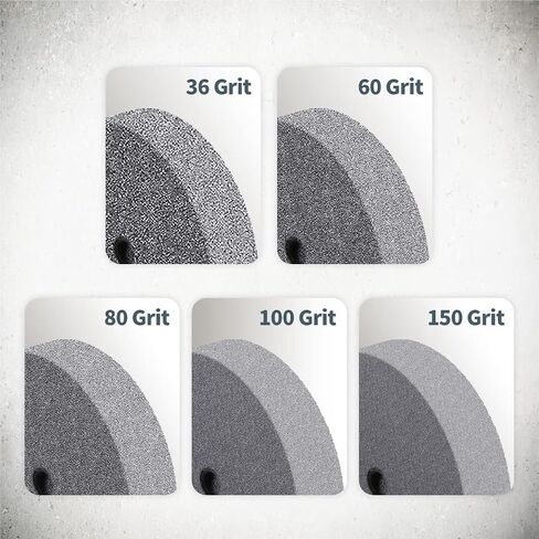 POWERTEC Bench Grinder Wheel 6 Inch White 36/80/150 Grit, Aluminum Oxide Grinding Wheel for Bench & Pedestal Grinder, 3/4" Thick 1/2" Arbor, Sharpening & Shaping Drill Bits, Blade, Chisel, 3PK (15529) in Saudi Arabia