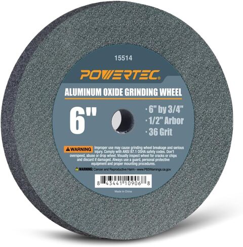 POWERTEC Bench Grinder Wheel 6 Inch White 36/80/150 Grit, Aluminum Oxide Grinding Wheel for Bench & Pedestal Grinder, 3/4" Thick 1/2" Arbor, Sharpening & Shaping Drill Bits, Blade, Chisel, 3PK (15529) in Saudi Arabia