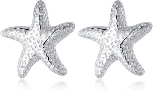 Reffeer Solid 925 Sterling Silver Starfish Stud Earrings for Women Teens Beach Stud Earrings Sea Fish Earrings in Saudi Arabia