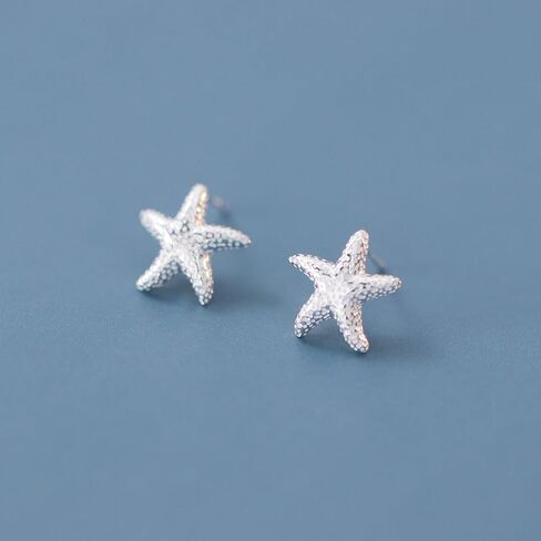 Reffeer Solid 925 Sterling Silver Starfish Stud Earrings for Women Teens Beach Stud Earrings Sea Fish Earrings in Saudi Arabia