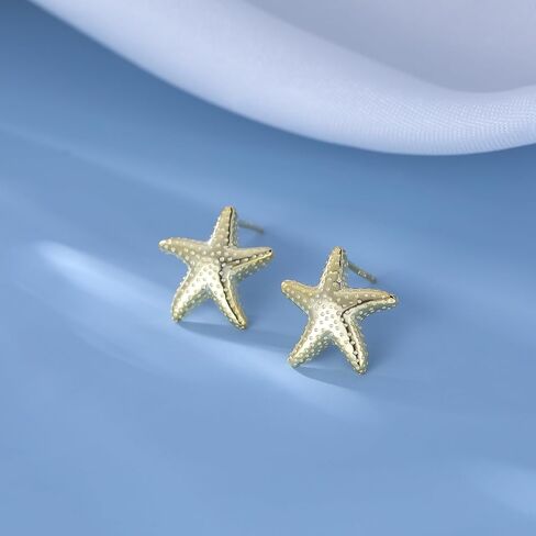 Reffeer Solid 925 Sterling Silver Starfish Stud Earrings for Women Teens Beach Stud Earrings Sea Fish Earrings in Saudi Arabia