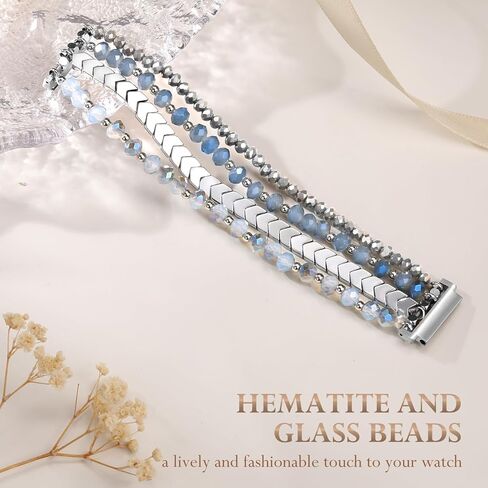 Lerobo Beaded Bracelet Band Compatible with Galaxy Watch 7/6/5/4/Active 2 40mm 44mm/Watch 4 Classic 42mm 46mm/6 Classic 43mm 47mm/5 Pro 45mm Women Girl 20mm Handmade Fashion Stretch Watch Band in Saudi Arabia