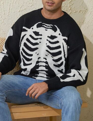 Men's Oversized Sweater Cows Graphic Casual Unisix Pullover Sweaters Vintage Knitted Retro Couple Tops in Saudi Arabia