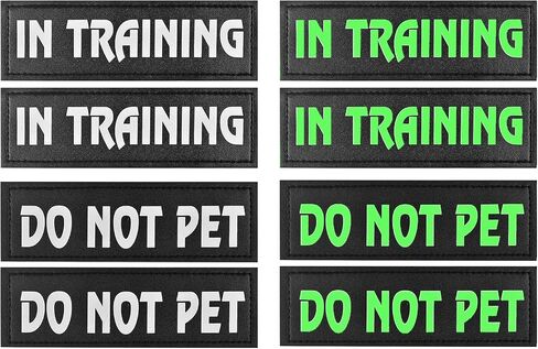 4 Pcs DO NOT PET Dog Harness Patches with Hook Backing, in Training Patch Tactical Dog in Training Harness, Reflective and Removable Tags (6.2 X 1.9) Inch in Kuwait
