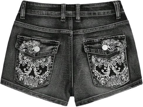 Soly Hux Women's Y2K Denim Shorts Grunge Punk Low Weist Skinny Mini Jean Shorts streetwear in Saudi Arabia