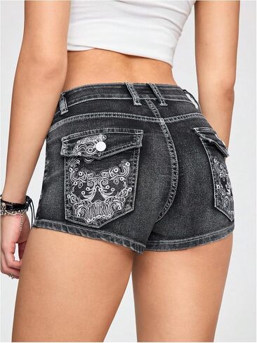 Soly Hux Women's Y2K Denim Shorts Grunge Punk Low Weist Skinny Mini Jean Shorts streetwear in Saudi Arabia