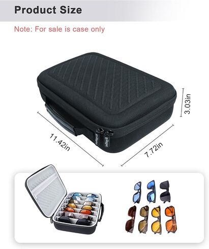 Travel Sunglasses Organizer Case, Portable Eyeglasses Storage Box, Adjustable Multi-Compartments & Crushproof Design, Holds Up to 7 Pairs, Eyewear Display Case for Men Women in Kuwait