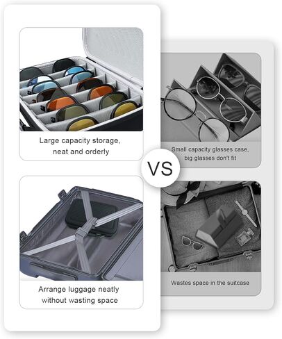Travel Sunglasses Organizer Case, Portable Eyeglasses Storage Box, Adjustable Multi-Compartments & Crushproof Design, Holds Up to 7 Pairs, Eyewear Display Case for Men Women in Kuwait