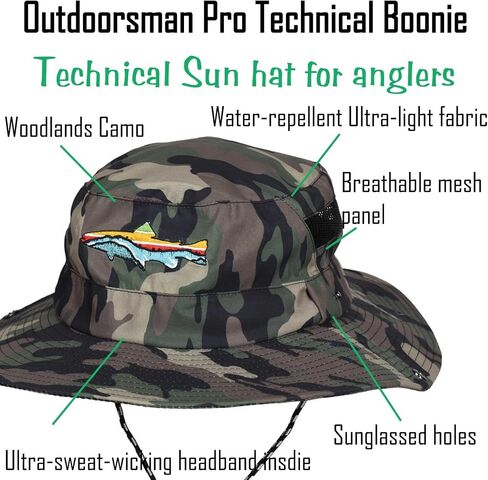 Edtrek Outdoorsman Pro Sun Hat مع ثقوب نظارة شمسية لصيد السمك المشي لمسافات طويلة Cowboy Boonie Camo Hat in Kuwait