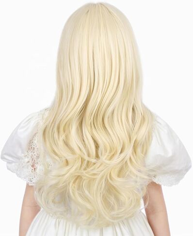 Light Blonde Wigs for Kids Girls Long Wavy Curly Blonde Child Wig Blond Wig with Bangs in Saudi Arabia