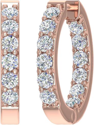 2 to 4 Carat (ctw) Inside Out Diamond Hoop Earrings in 14K Gold (SI1-SI2 Clarity) in Saudi Arabia