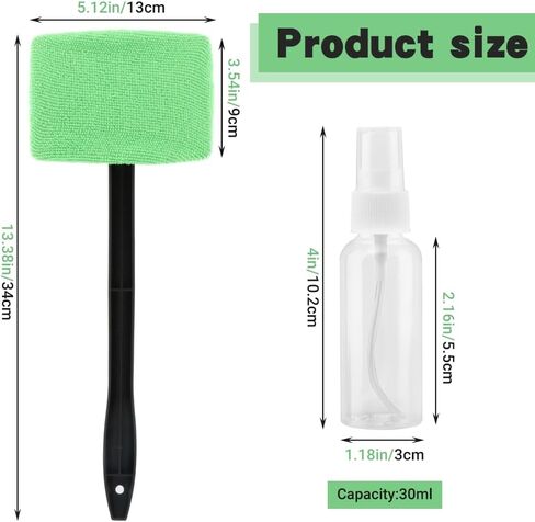Windshield Cleaner Tool, Car Window Cleaner with Extendable Handle,5 Reusable Microfiber Pads,Windshield Cleaning Tool,Auto Glass Wiper for Car Detailing,Home Windows(Green) in Saudi Arabia