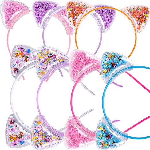 Fishdown Cute Cat Ears Headbands Set for Girls - Transparent Non-slip Plastic Headbands (7pcs Per Pack, Each Color 1pcs) in Kuwait