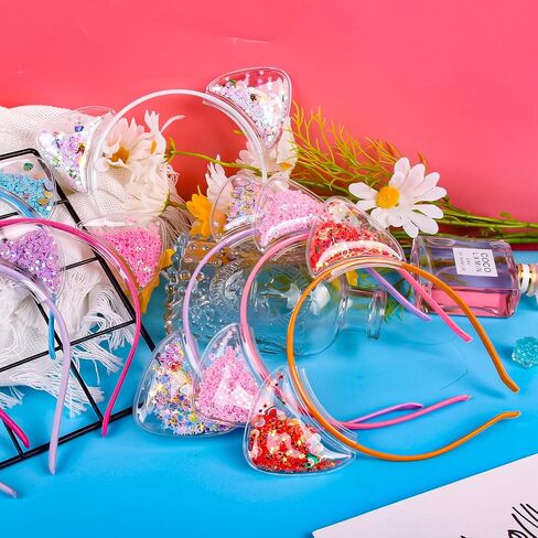 Fishdown Cute Cat Ears Headbands Set for Girls - Transparent Non-slip Plastic Headbands (7pcs Per Pack, Each Color 1pcs) in Kuwait