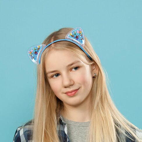 Fishdown Cute Cat Ears Headbands Set for Girls - Transparent Non-slip Plastic Headbands (7pcs Per Pack, Each Color 1pcs) in Kuwait