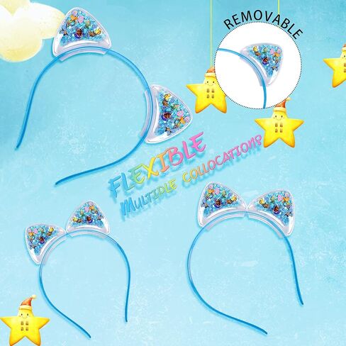 Fishdown Cute Cat Ears Headbands Set for Girls - Transparent Non-slip Plastic Headbands (7pcs Per Pack, Each Color 1pcs) in Kuwait
