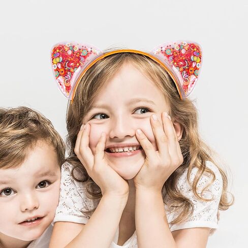 Fishdown Cute Cat Ears Headbands Set for Girls - Transparent Non-slip Plastic Headbands (7pcs Per Pack, Each Color 1pcs) in Kuwait