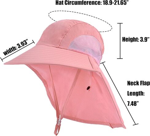Kids Sun Hats with Neck Flap UV Protection Fishing Hat Unisex Children Wide Brim Beach Hat for Age 2-14 in Saudi Arabia
