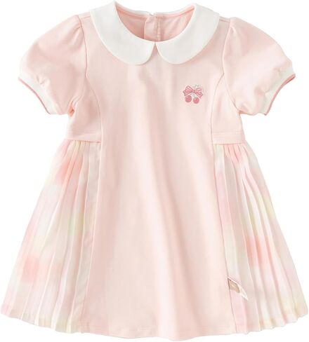 ديف وبيلا تودلر الفتيات الرياضة فستان رياضي الصيف نفخة قصيرة الأكمام مطوية Sundress مدرسة الزي الرسمي التنس غولف فستان بلاي. in Kuwait