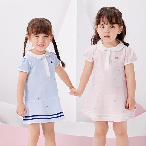 Dave & Bella Toddler Girls Polo Dress Press Short Sleeve Golf Tennis Dress A-Line Playwear Sundress Cotton Baby Girls steland in Kuwait