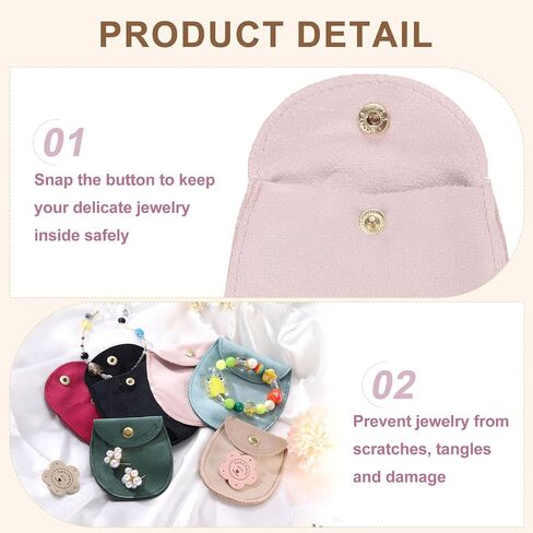 uxcell 8 Pcs Velvet Jewelry Pouches, 9 x 13 cm Snap Button Jewelry Velvet Gift Bags Organizer for Rings Necklace Bracelet (Pink) in Saudi Arabia