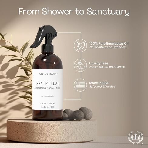 Muse Apothecary Spa Ritual Pure Eucalyptus Oil Shower Mist - Eucalyptus Spray for Shower, Spa, Bath, and Linen - Aromatherapy Eucalyptus Essential Oil Spray - 2oz in Saudi Arabia