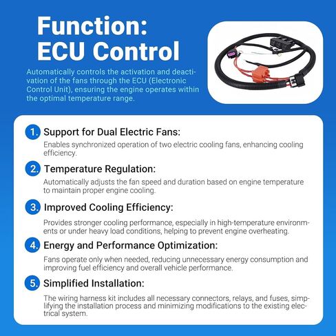 CULMKARI Dual Electric Fan Upgrade Wiring Harness Fits GM 1999-2006 ECU Control, Part Number 7L5533A226T in Saudi Arabia