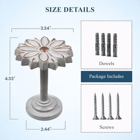 The Metal Magician Wall Mounted Floral Curtain Holdbacks (Pack of 2) - Boho Flowery Curtain Holders for Living Room, Bedroom, Office Drapes - Farmhouse Tiebacks for Curtains (White Blossom) in Kuwait