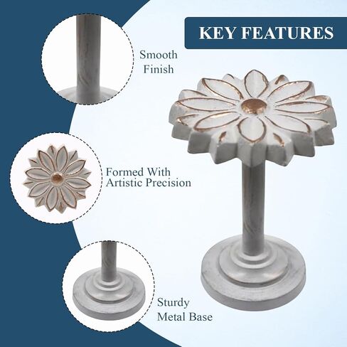 The Metal Magician Wall Mounted Floral Curtain Holdbacks (Pack of 2) - Boho Flowery Curtain Holders for Living Room, Bedroom, Office Drapes - Farmhouse Tiebacks for Curtains (White Blossom) in Kuwait