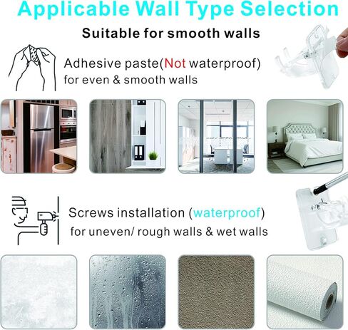 2 PCS/4 PCS Window Hardware Rod Holders Transparent Curtain Pole Bracket,Universal Self-Adhesive Wall Mount Curtain Rod Holder for 10 to 30mm Diameter Pole with Screws (2pcs) in Kuwait