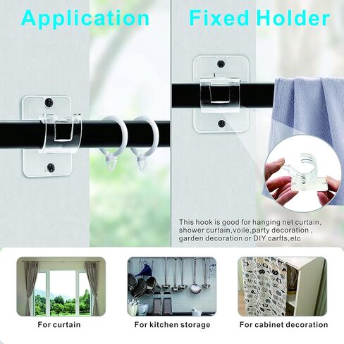 2 PCS/4 PCS Window Hardware Rod Holders Transparent Curtain Pole Bracket,Universal Self-Adhesive Wall Mount Curtain Rod Holder for 10 to 30mm Diameter Pole with Screws (2pcs) in Kuwait