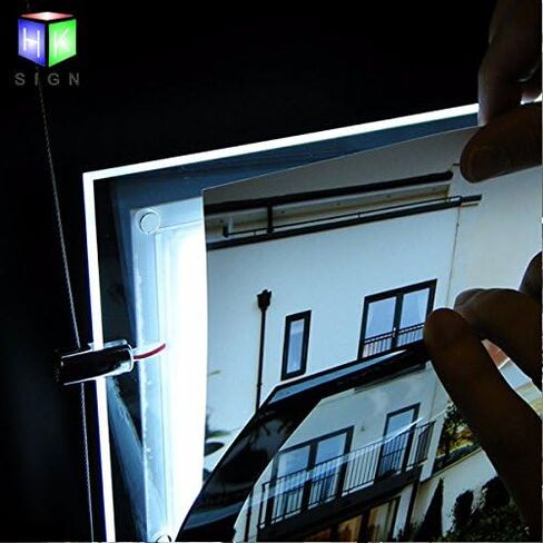 نافذة مكتب العقارات شنقا ملصق أكريليك إطار مصباح LED Clastal LED Sign Scile حامل (أفقي/منظر طبيعي ، 3pcs A3 لكل صف) in Saudi Arabia