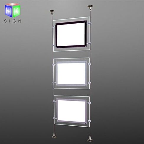 نافذة مكتب العقارات شنقا ملصق أكريليك إطار مصباح LED Clastal LED Sign Scile حامل (أفقي/منظر طبيعي ، 3pcs A3 لكل صف) in Saudi Arabia