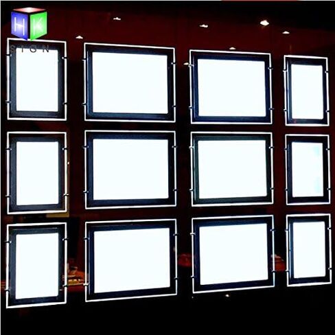 نافذة مكتب العقارات شنقا ملصق أكريليك إطار مصباح LED Clastal LED Sign Scile حامل (أفقي/منظر طبيعي ، 3pcs A3 لكل صف) in Saudi Arabia