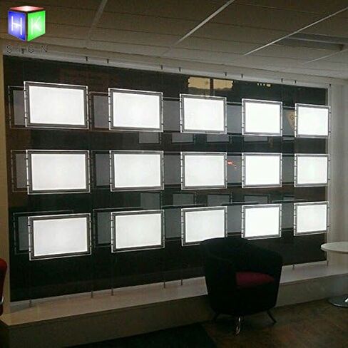 نافذة مكتب العقارات شنقا ملصق أكريليك إطار مصباح LED Clastal LED Sign Scile حامل (أفقي/منظر طبيعي ، 3pcs A3 لكل صف) in Saudi Arabia