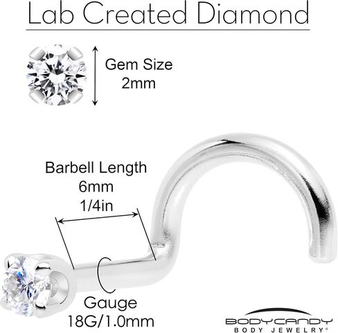 Body Candy 14k Solid Gold Nose Ring Studs - 2mm Lab Grown Diamond Created by MasterJeweler - Left Side Nose Ring 18 Gauge 20 Gauge Real Gold Nose Ring Piercing Jewelry for Women, Men in Saudi Arabia