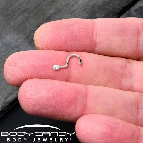 Body Candy 14k Solid Gold Nose Ring Studs - 2mm Lab Grown Diamond Created by MasterJeweler - Left Side Nose Ring 18 Gauge 20 Gauge Real Gold Nose Ring Piercing Jewelry for Women, Men in Saudi Arabia