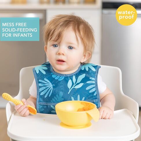 Bumkins Bibs, for Baby Girl or Boy, Infant 3-9 Months, Essential Must Have for Eating, Feeding, Baby Led Weaning, Mess Saving Waterproof Soft Fabric, Starter Bib 2-pk Watercolors and Brushstrokes in Saudi Arabia