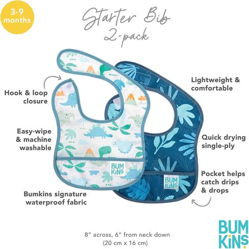 Bumkins Bibs, for Baby Girl or Boy, Infant 3-9 Months, Essential Must Have for Eating, Feeding, Baby Led Weaning, Mess Saving Waterproof Soft Fabric, Starter Bib 2-pk Watercolors and Brushstrokes in Saudi Arabia