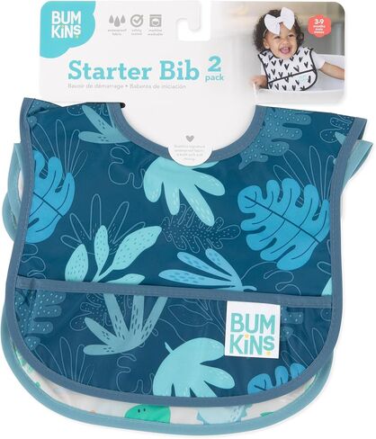 Bumkins Bibs, for Baby Girl or Boy, Infant 3-9 Months, Essential Must Have for Eating, Feeding, Baby Led Weaning, Mess Saving Waterproof Soft Fabric, Starter Bib 2-pk Watercolors and Brushstrokes in Saudi Arabia