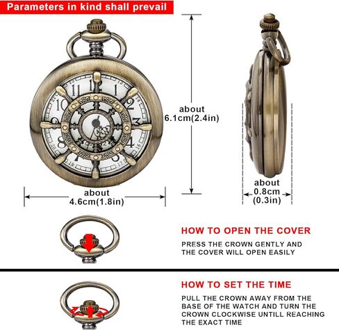 Vintage Hollow Rudder Arabic Numbers Scale Case Quartz Pocket Watch with Chain Women Men Best Gifts in Kuwait