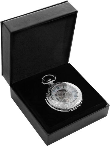 Tiong Brown/Black Vintage Classic Personalization 47mm Pu Leather Pocket Watch Box Customized Holder Storage Case Coin Pouch Storage with Chain in Saudi Arabia