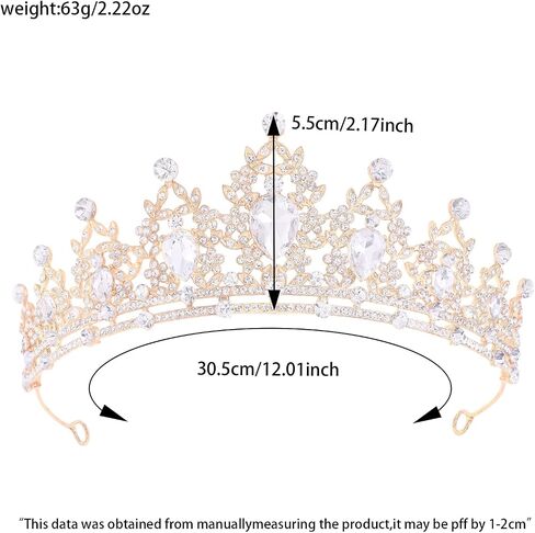 Princess Tiara and Crown for Women Wedding Tiaras for Bridal girls Tiaras and Crystal Crowns Rhinestone Headband Metal Hair Accessories for Costume Birthday Party Prom Gifts in Saudi Arabia